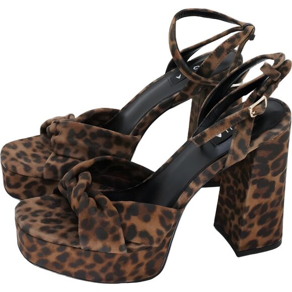 AQUA Pasha Leopard Platform Ankle Strap Sandals Women's US 9.5 - Picture 2 of 6